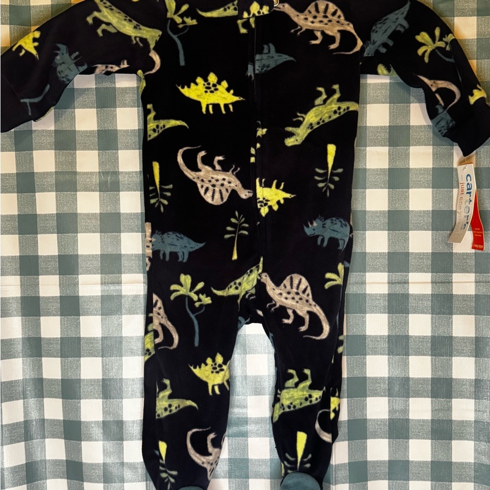 Carter's Navy and Green Dinosaur Footie